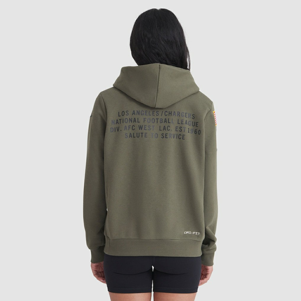 Los Angeles Chargers Women's 2025 Salute to Service Sideline Standard Issue Dri-FIT Hoodie Olive