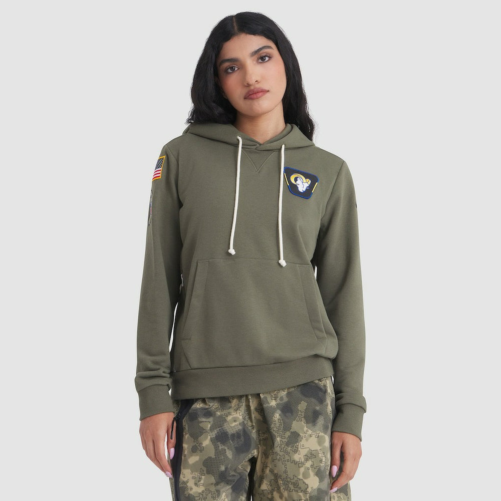Los Angeles Rams Women's 2025 Salute to Service Sideline Standard Issue Dri-FIT Hoodie Olive