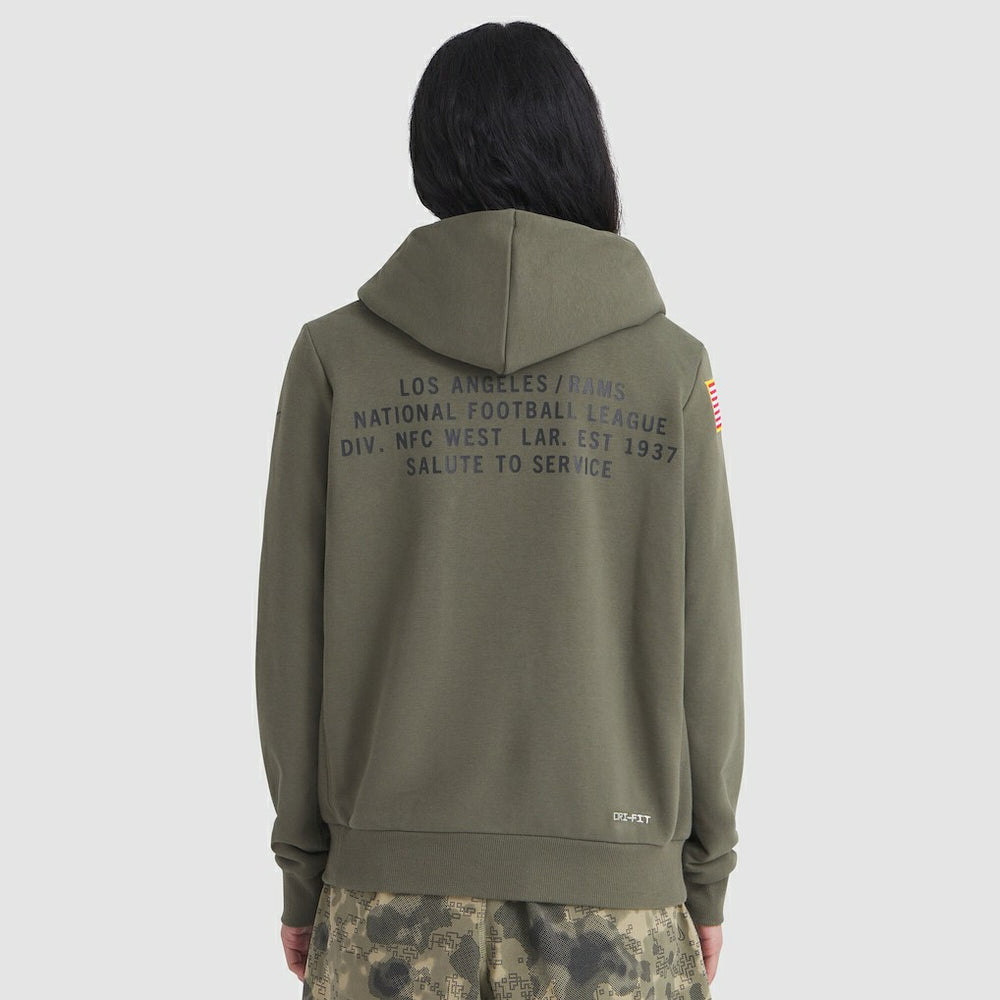 Los Angeles Rams Women's 2025 Salute to Service Sideline Standard Issue Dri-FIT Hoodie Olive