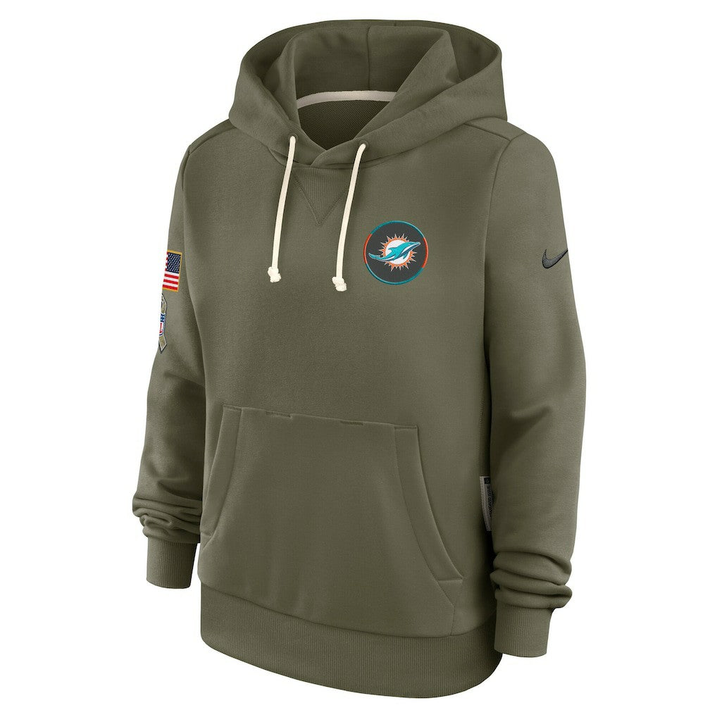 Miami Dolphins Women's 2025 Salute to Service Sideline Standard Issue Dri-FIT Hoodie Olive
