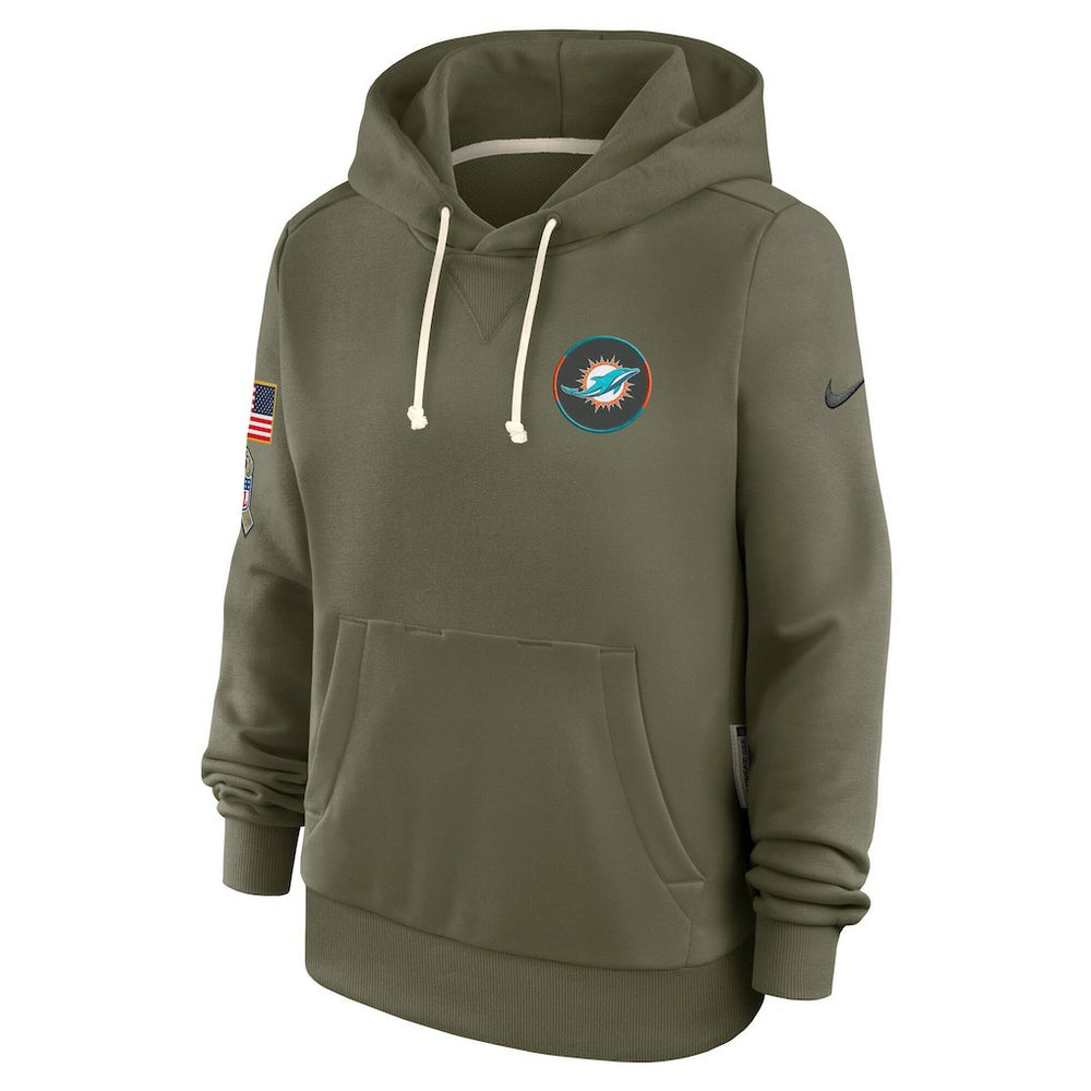 Miami Dolphins Women's 2025 Salute to Service Sideline Standard Issue Dri-FIT Hoodie Olive