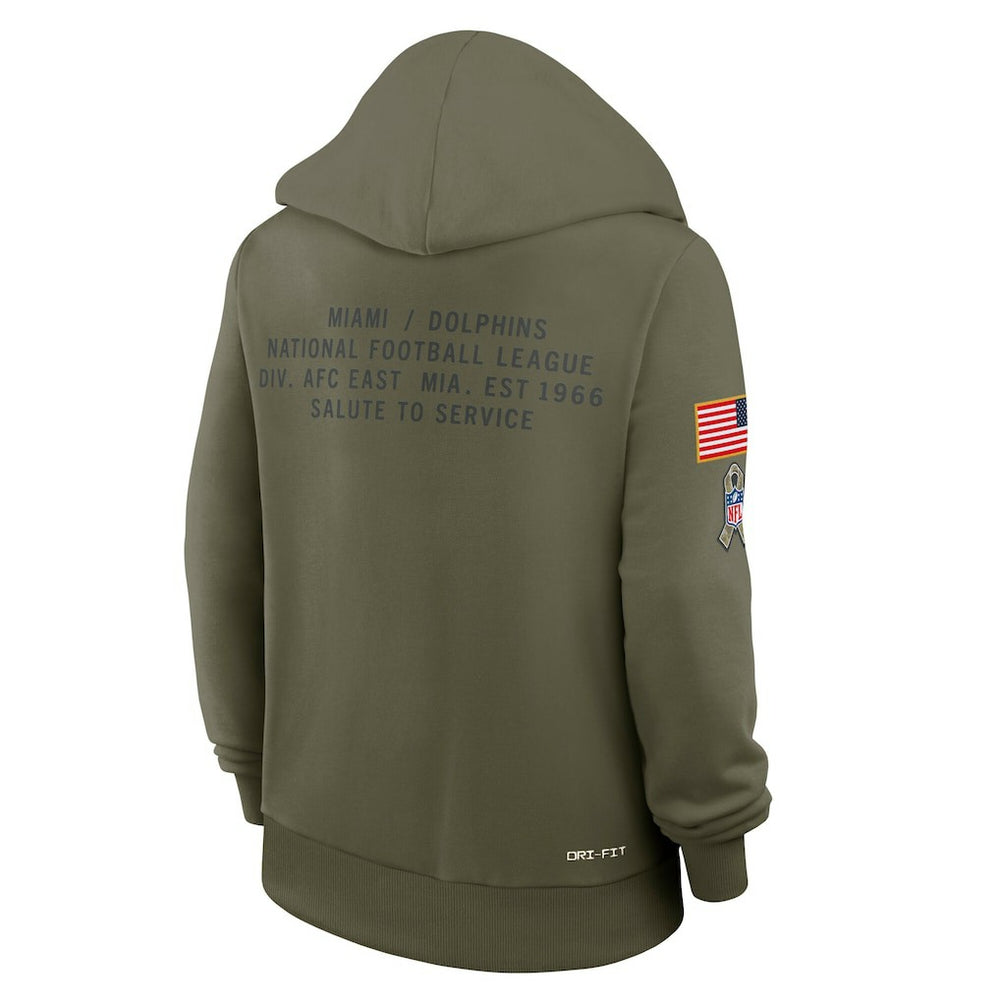 Miami Dolphins Women's 2025 Salute to Service Sideline Standard Issue Dri-FIT Hoodie Olive