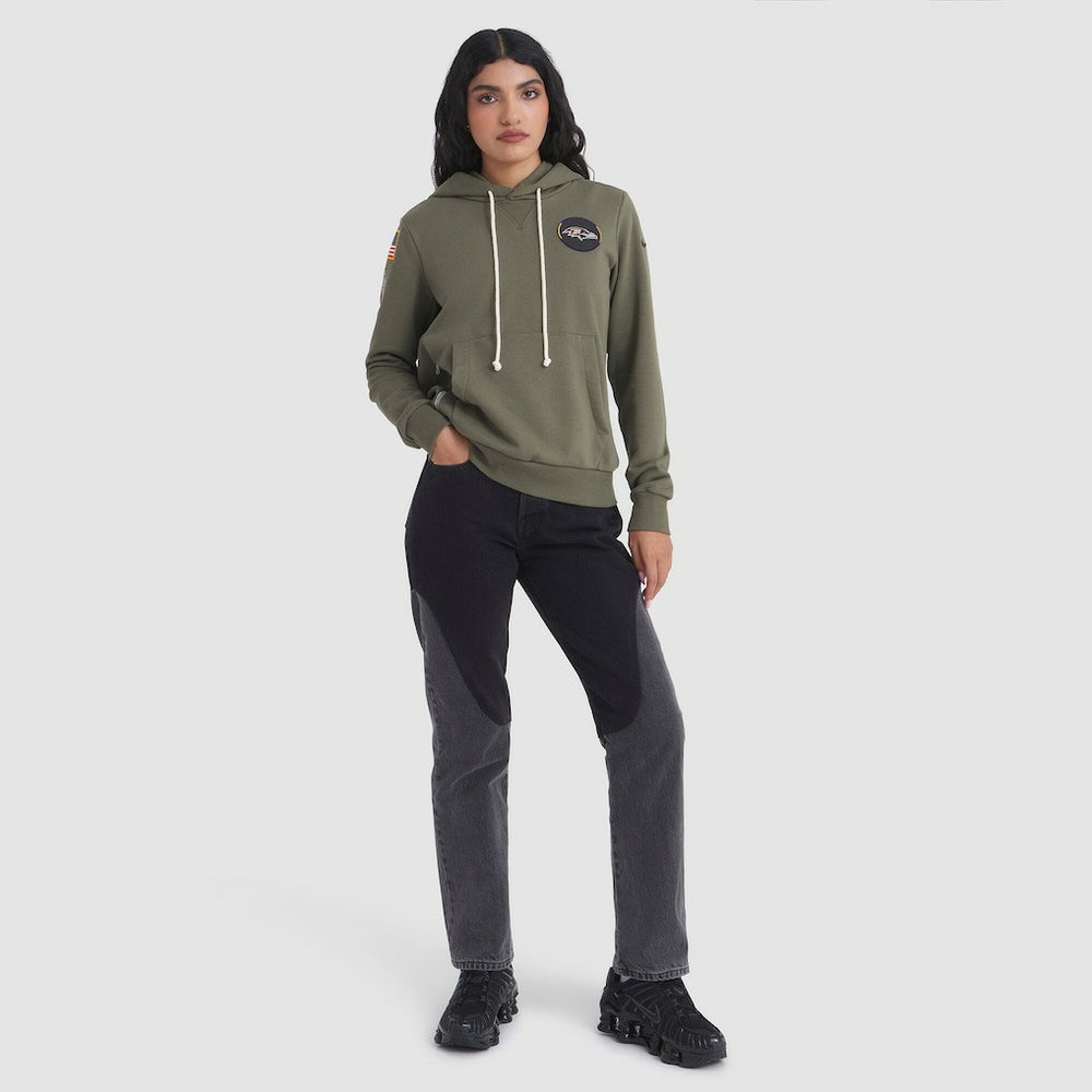 Baltimore Ravens Women's 2025 Salute to Service Sideline Standard Issue Dri-FIT Hoodie Olive