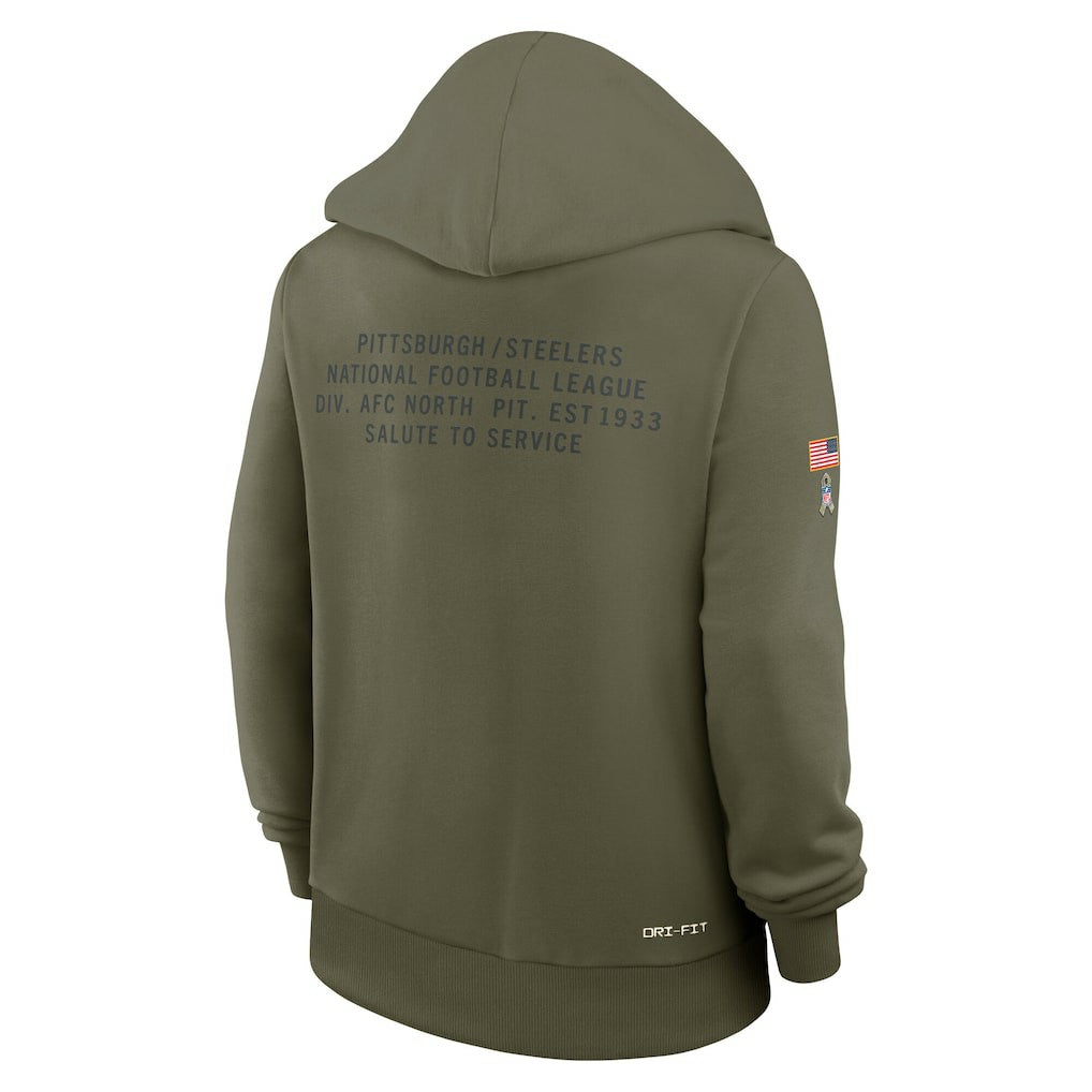 Pittsburgh Steelers Women's 2025 Salute to Service Sideline Standard Issue Dri-FIT Hoodie Olive
