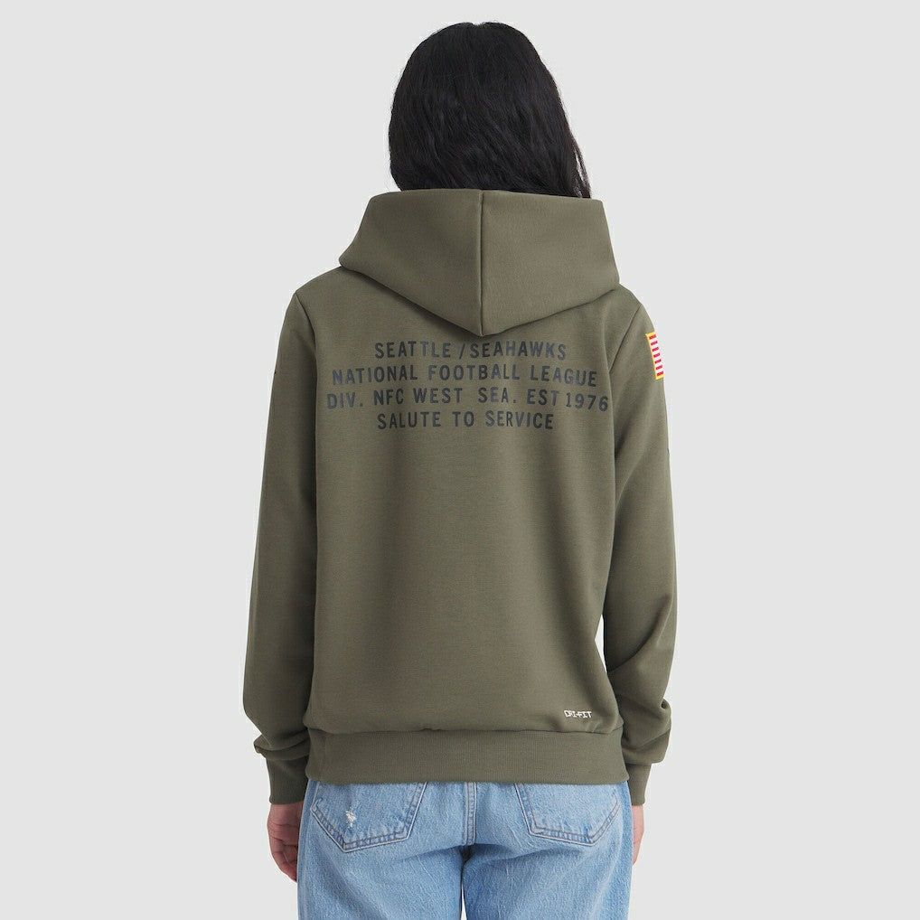 Seattle Seahawks Women's 2025 Salute to Service Sideline Standard Issue Dri-FIT Hoodie Olive