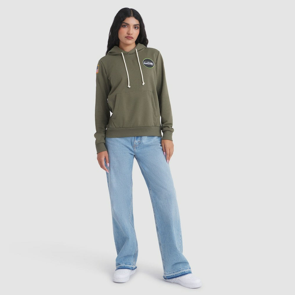 Seattle Seahawks Women's 2025 Salute to Service Sideline Standard Issue Dri-FIT Hoodie Olive