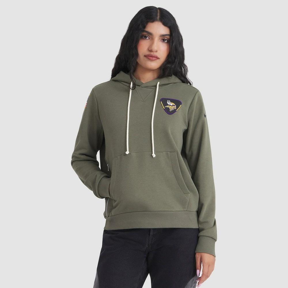 Minnesota Vikings Women's 2025 Salute to Service Sideline Standard Issue Dri-FIT Hoodie Olive