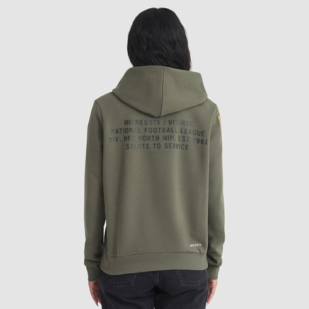 Minnesota Vikings Women's 2025 Salute to Service Sideline Standard Issue Dri-FIT Hoodie Olive