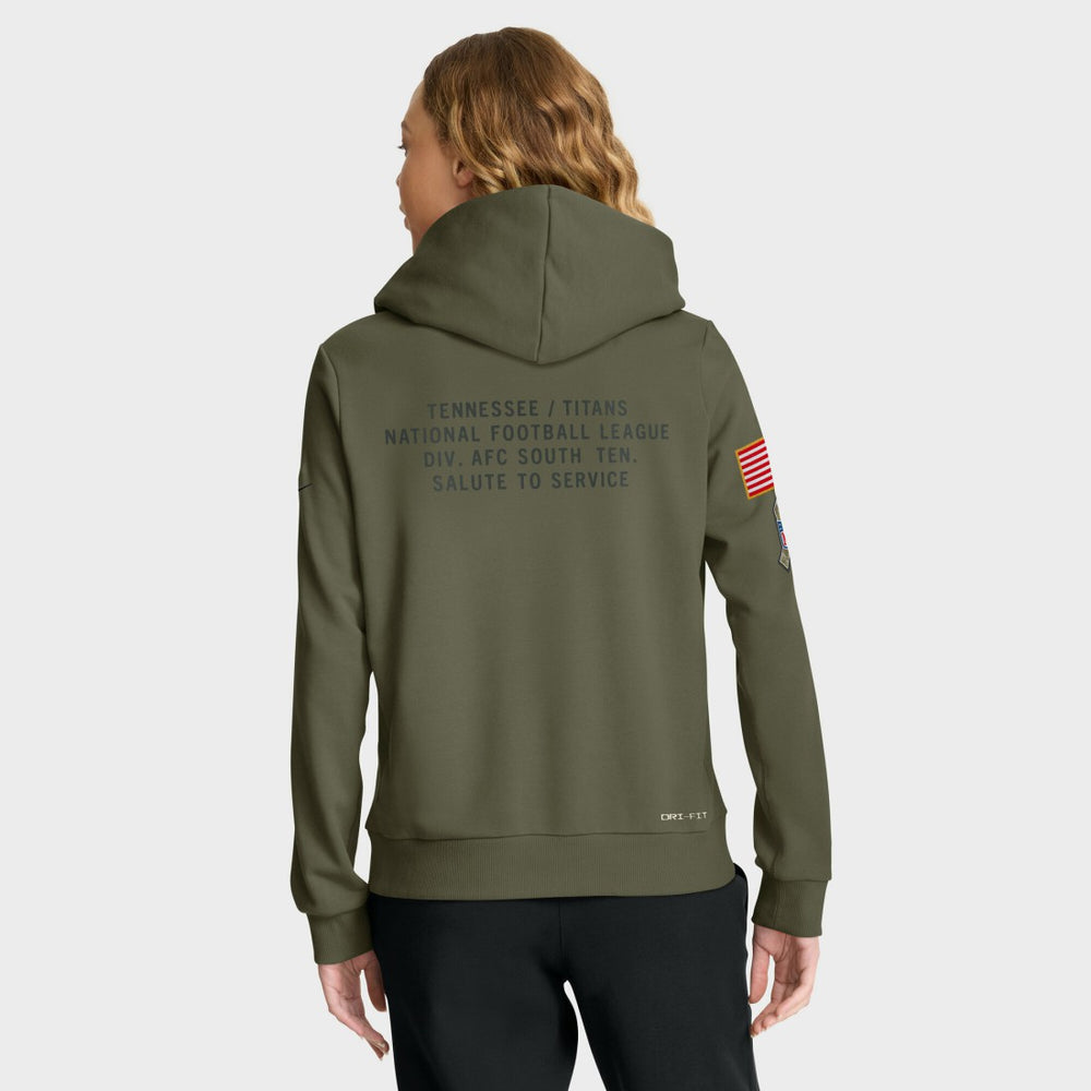 Tennessee Titans Women's 2025 Salute to Service Sideline Standard Issue Dri-FIT Hoodie Olive