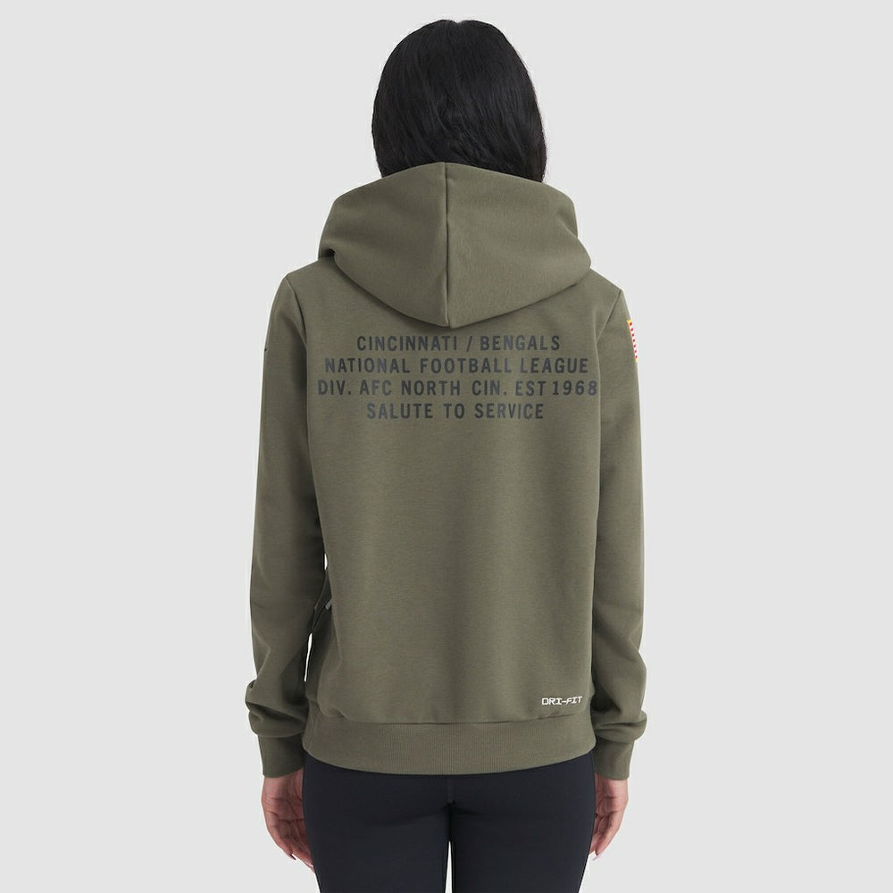 Cincinnati Bengals Women's 2025 Salute to Service Sideline Standard Issue Dri-FIT Hoodie Olive