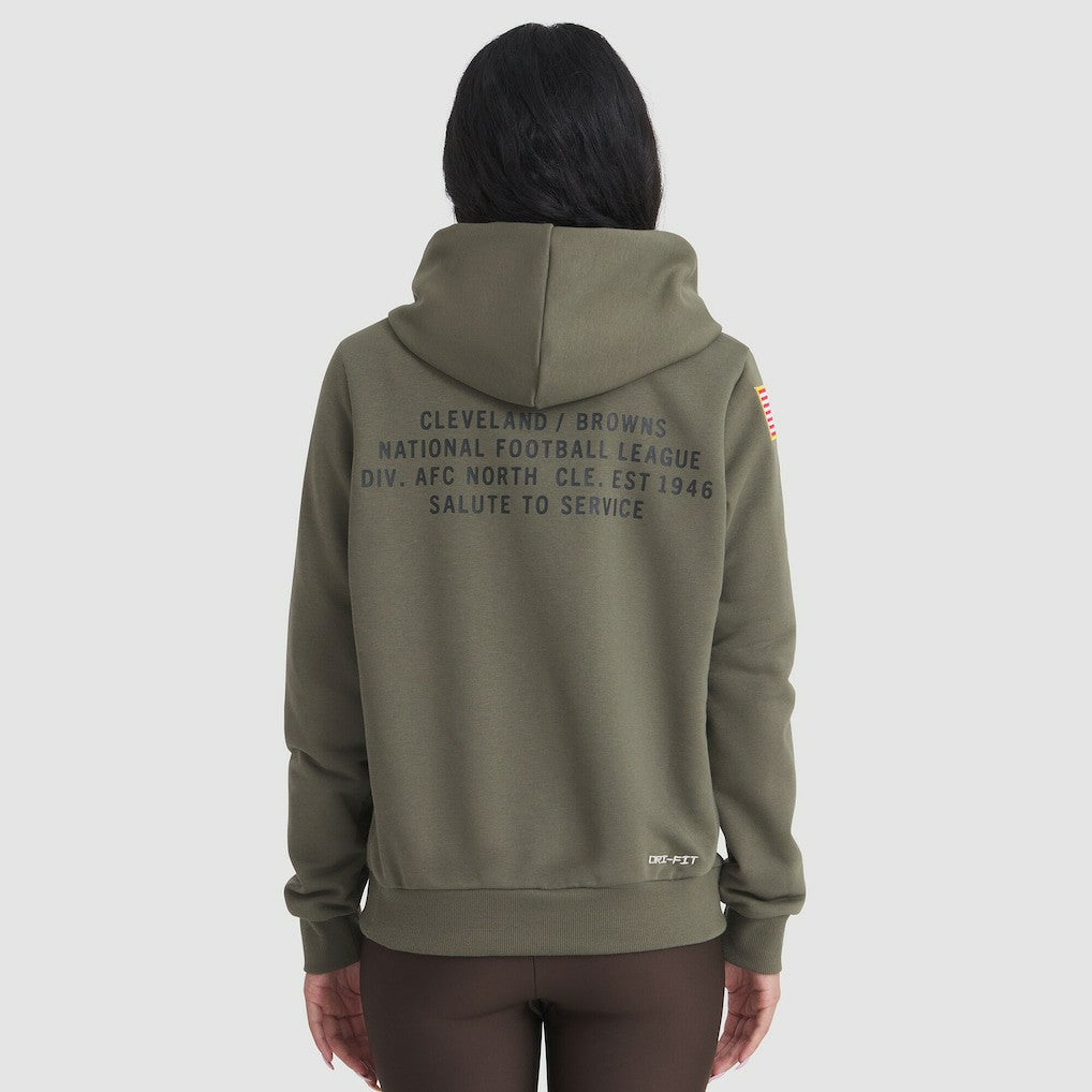 Cleveland Browns Women's 2025 Salute to Service Sideline Standard Issue Dri-FIT Hoodie Olive