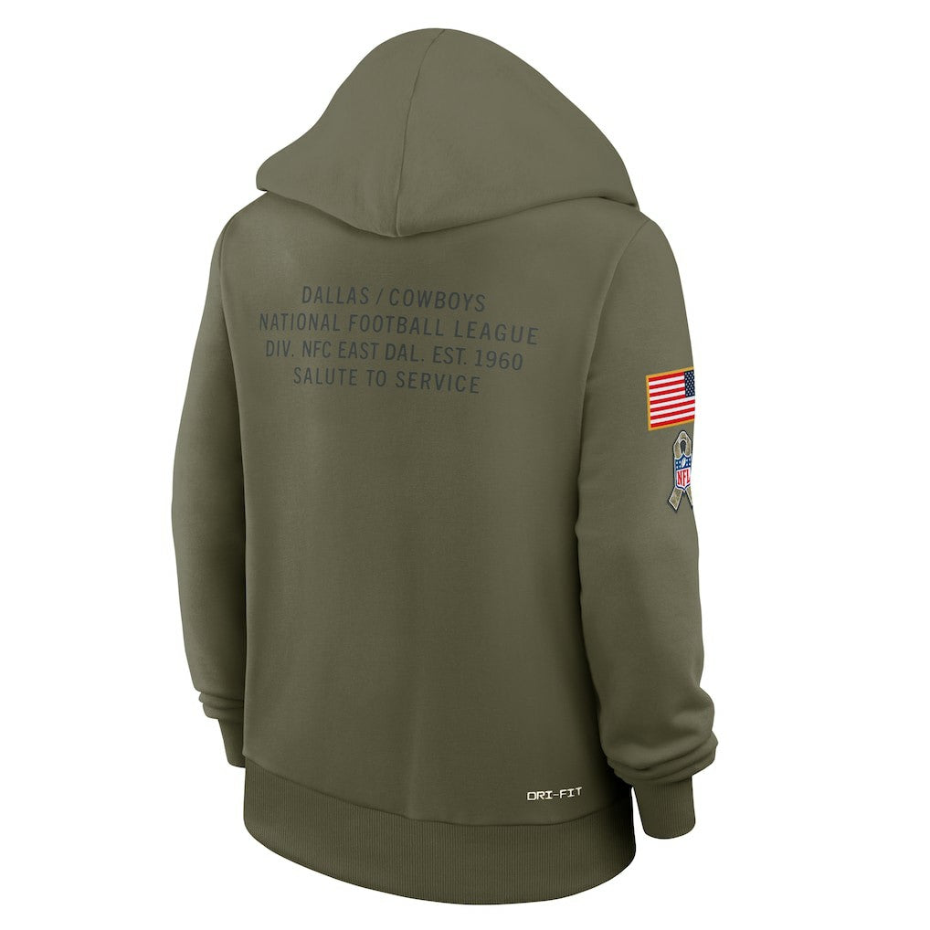 Dallas Cowboys Women's 2025 Salute to Service Sideline Standard Issue Dri-FIT Hoodie Olive