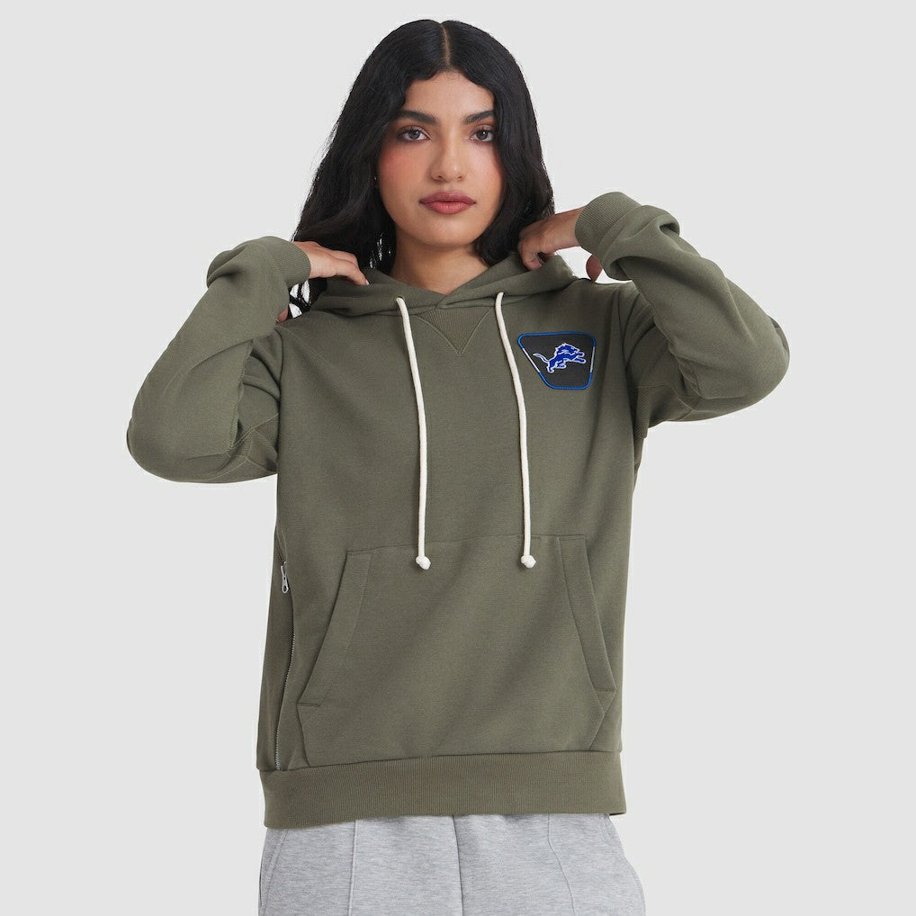 Detroit Lions Women's 2025 Salute to Service Sideline Standard Issue Dri-FIT Hoodie Olive