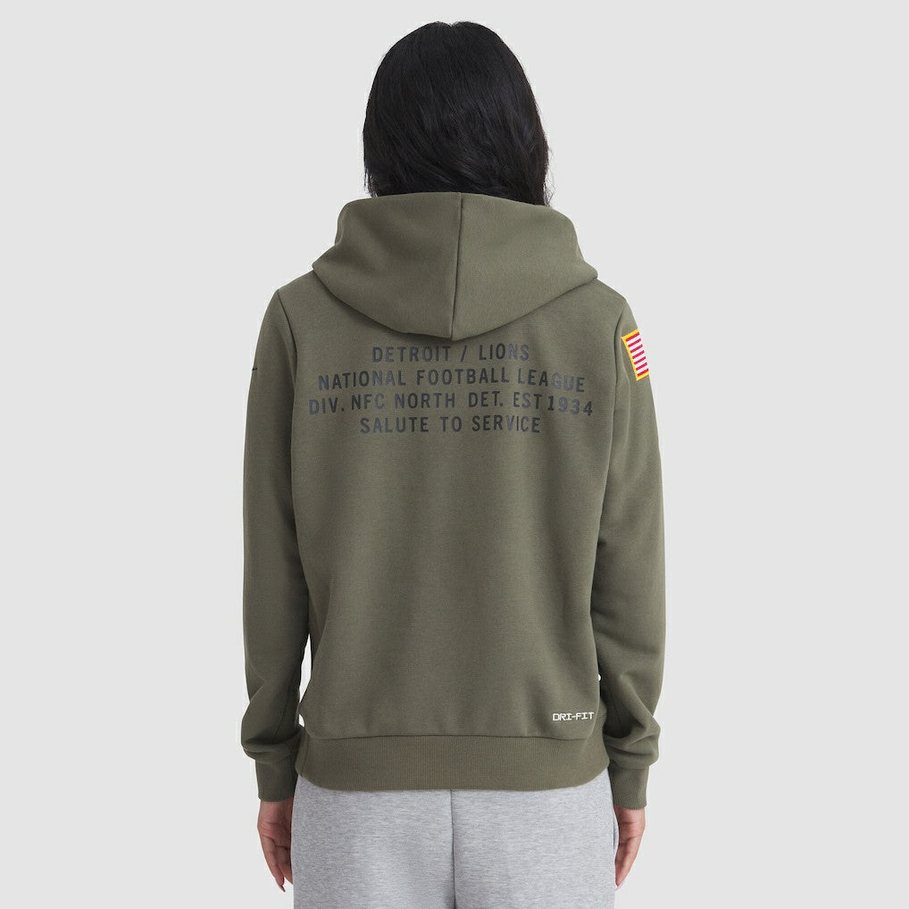 Detroit Lions Women's 2025 Salute to Service Sideline Standard Issue Dri-FIT Hoodie Olive