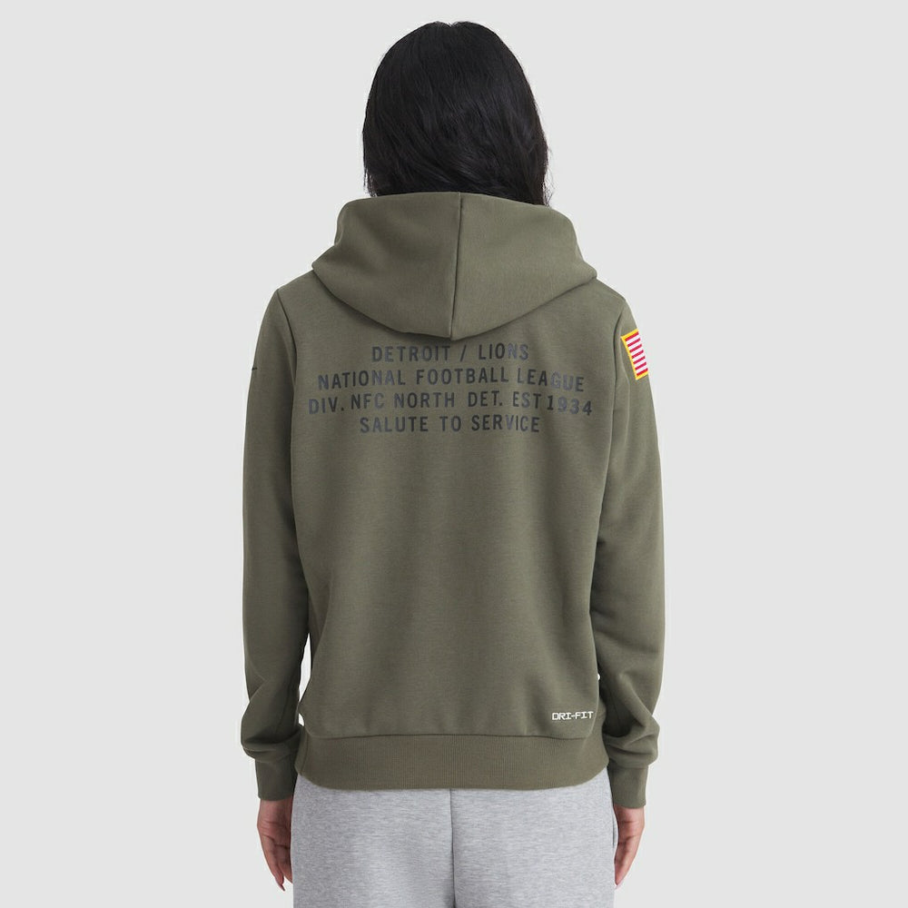 Detroit Lions Women's 2025 Salute to Service Sideline Standard Issue Dri-FIT Hoodie Olive