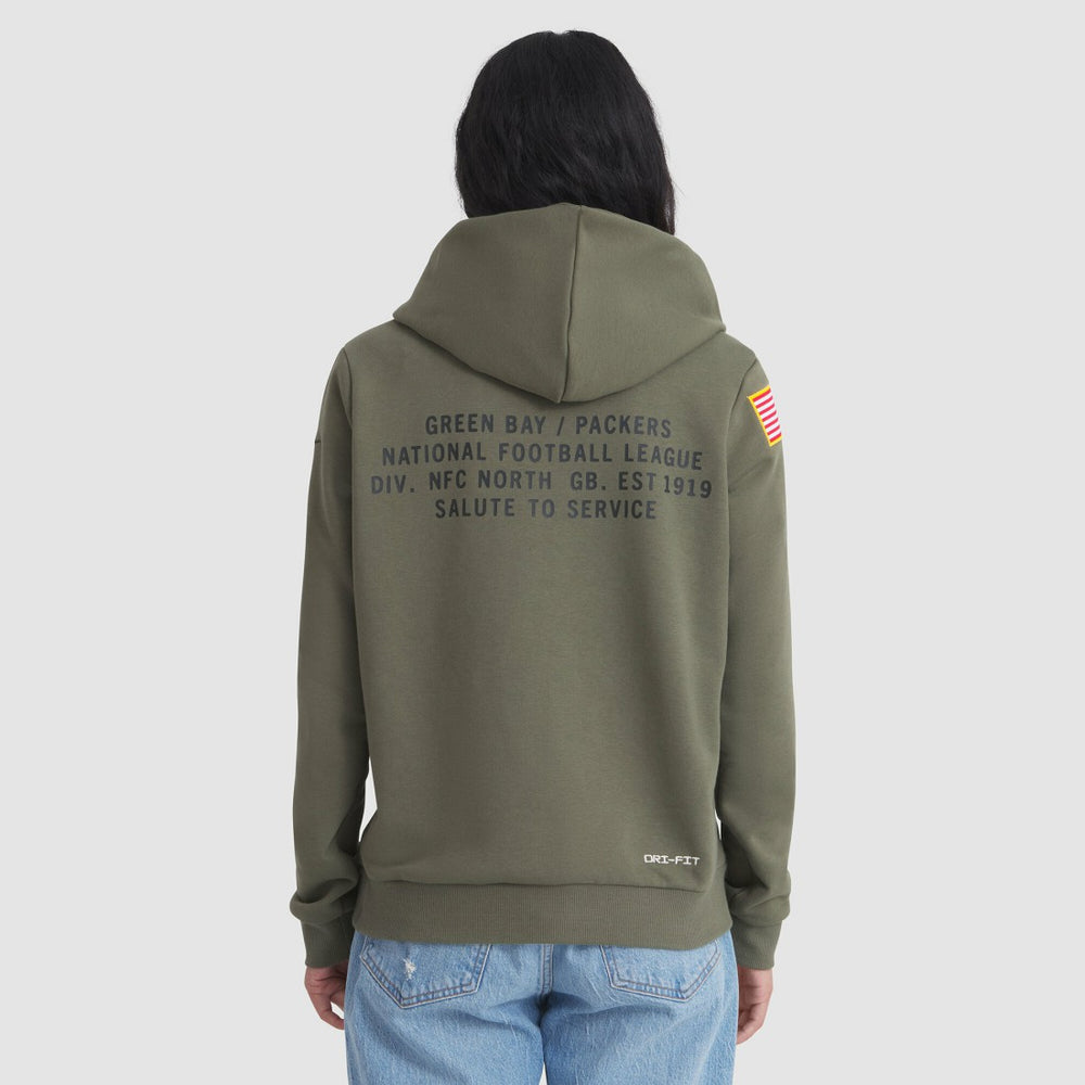 Green Bay Packers Women's 2025 Salute to Service Sideline Standard Issue Dri-FIT Hoodie Olive