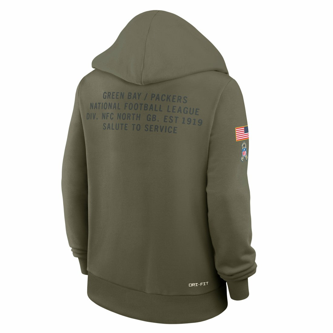 Green Bay Packers Women's 2025 Salute to Service Sideline Standard Issue Dri-FIT Hoodie Olive