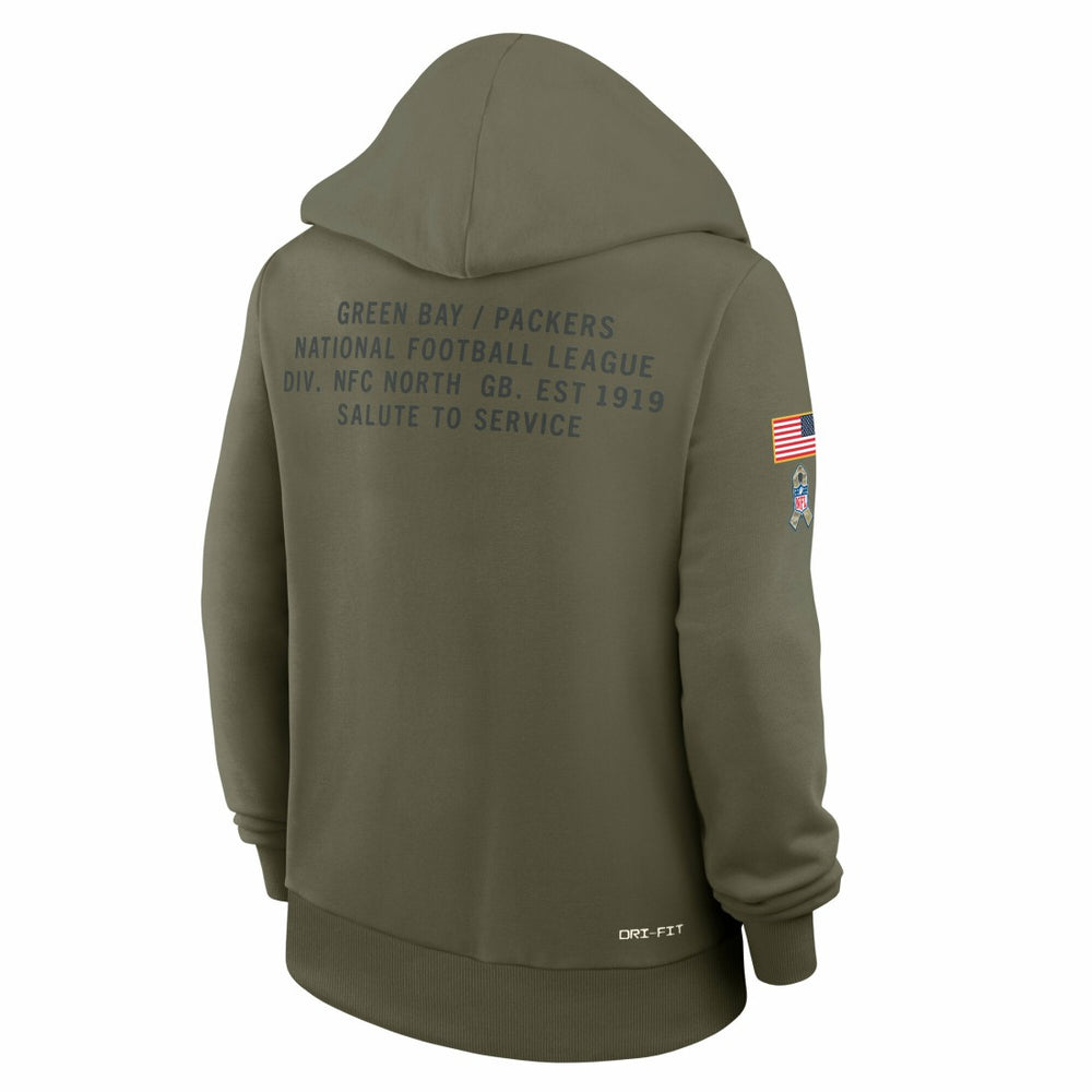 Green Bay Packers Women's 2025 Salute to Service Sideline Standard Issue Dri-FIT Hoodie Olive