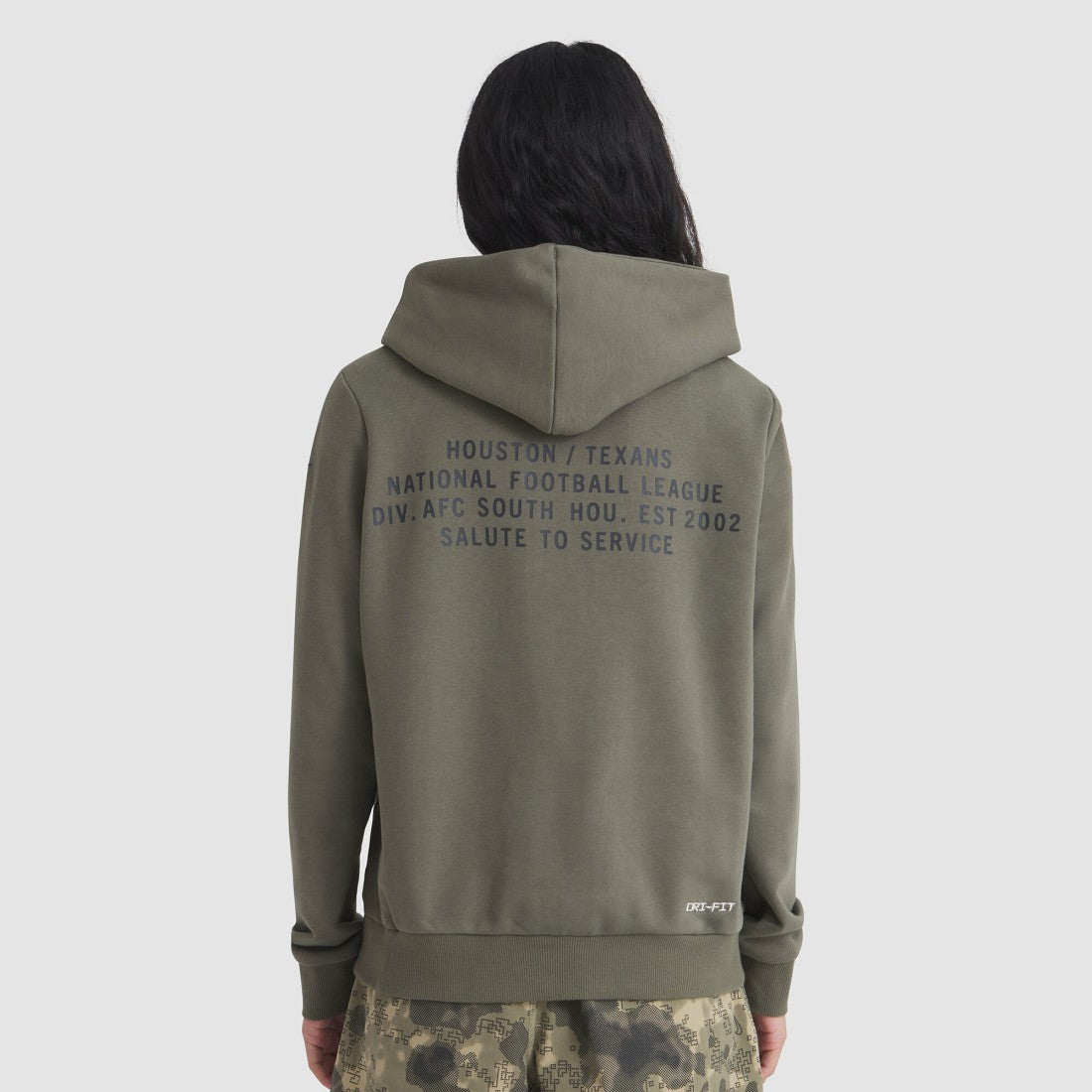 Houston Texans Women's 2025 Salute to Service Sideline Standard Issue Dri-FIT Hoodie Olive