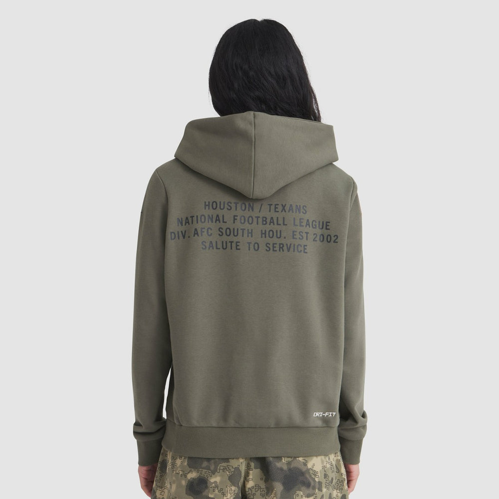 Houston Texans Women's 2025 Salute to Service Sideline Standard Issue Dri-FIT Hoodie Olive