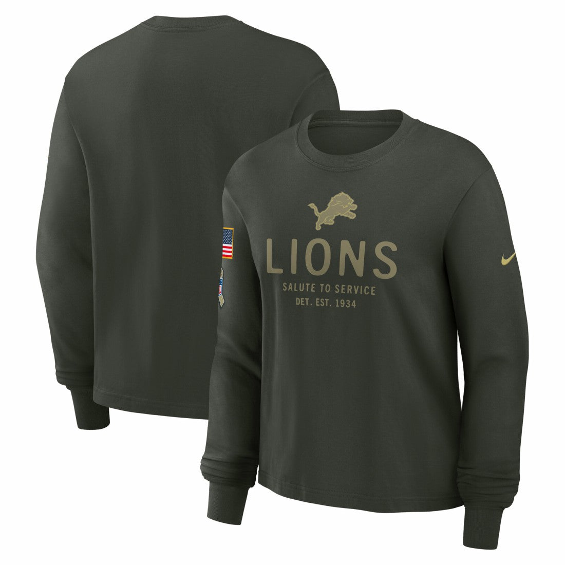 Detroit Lions Women's 2025 Salute to Service Sideline Dri-FIT Long Sleeve T-Shirt Dark Green