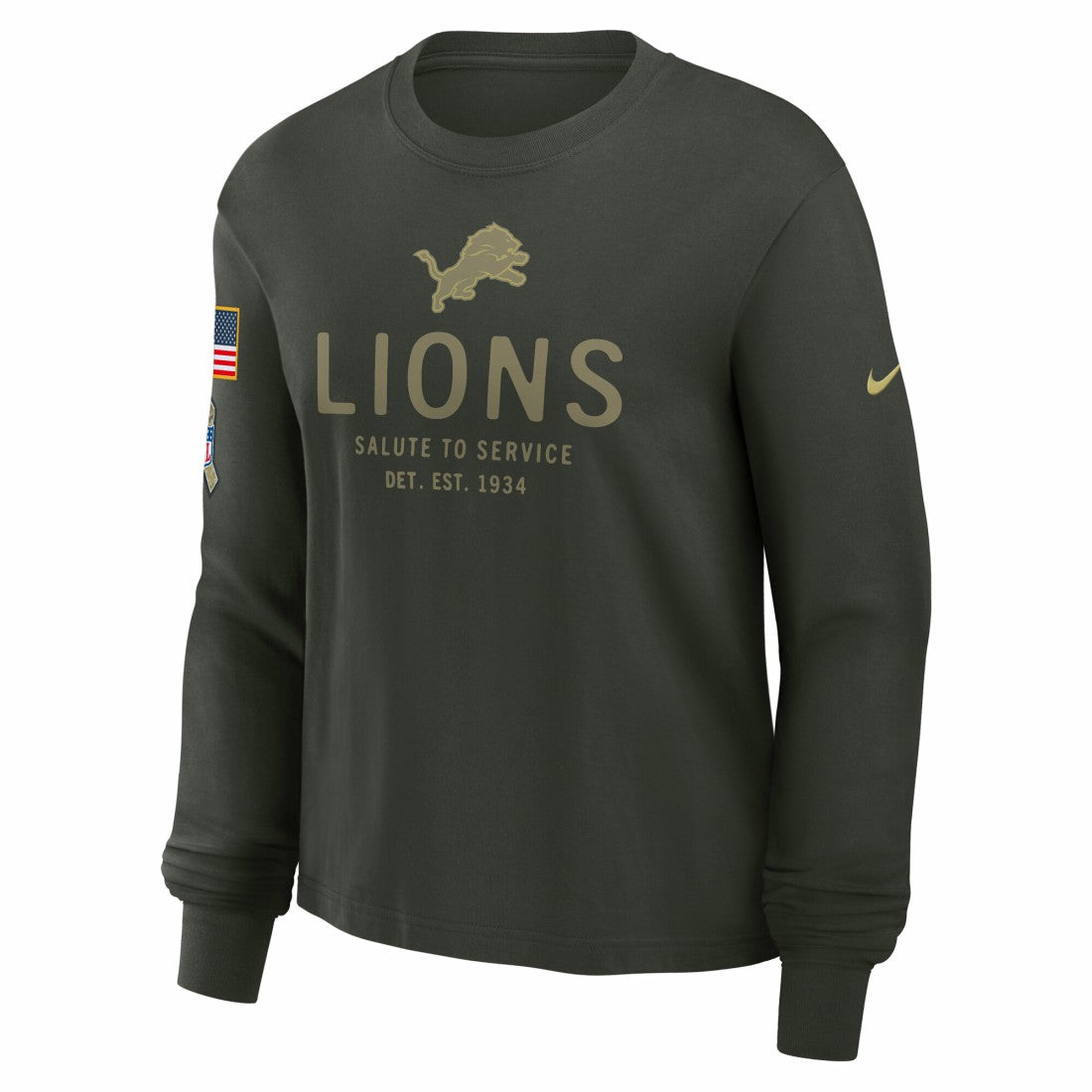 Detroit Lions Women's 2025 Salute to Service Sideline Dri-FIT Long Sleeve T-Shirt Dark Green