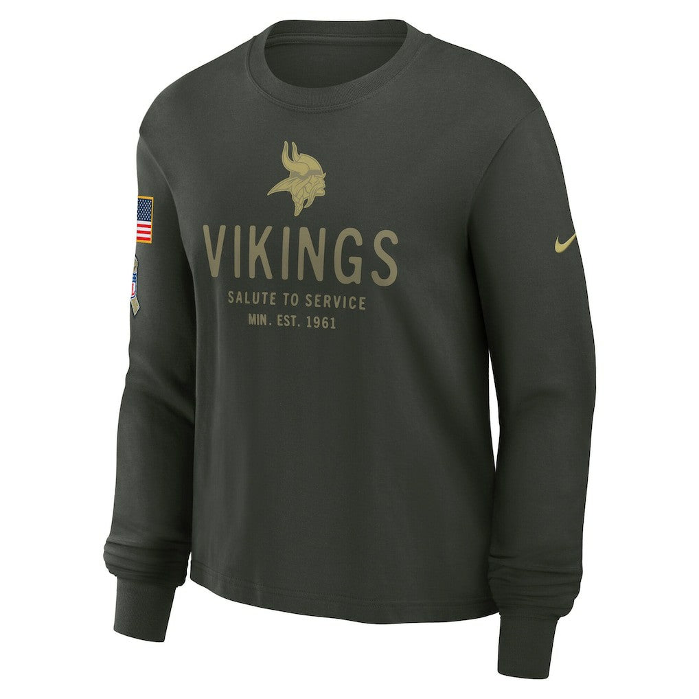 Minnesota Vikings Women's 2025 Salute to Service Sideline Dri-FIT Long Sleeve T-Shirt Dark Green