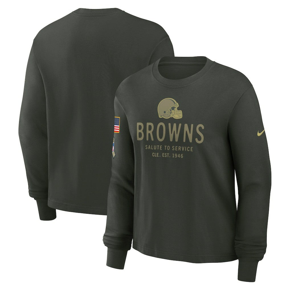 Cleveland Browns Women's 2025 Salute to Service Sideline Dri-FIT Long Sleeve T-Shirt Dark Green