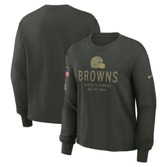 Cleveland Browns Women's 2025 Salute to Service Sideline Dri-FIT Long Sleeve T-Shirt Dark Green
