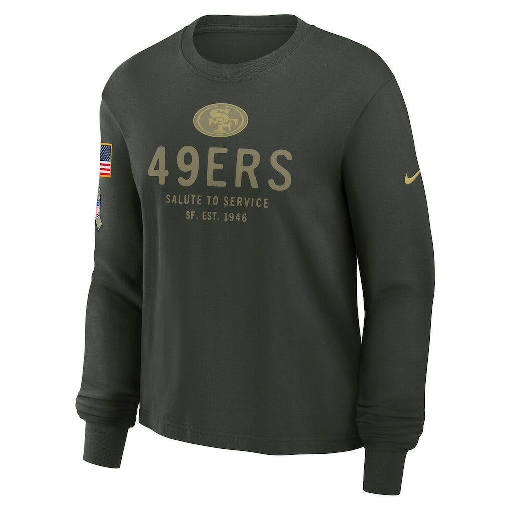 San Francisco 49ers Women's 2025 Salute to Service Sideline Dri-FIT Long Sleeve T-Shirt Dark Green
