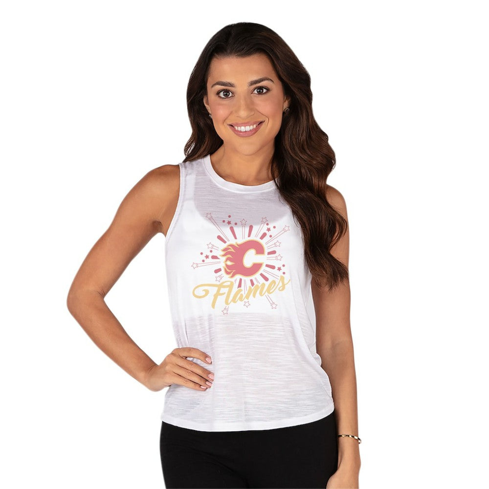NHL Calgary Flames Concepts Sport Women's Infuse Knit Tank Top - White