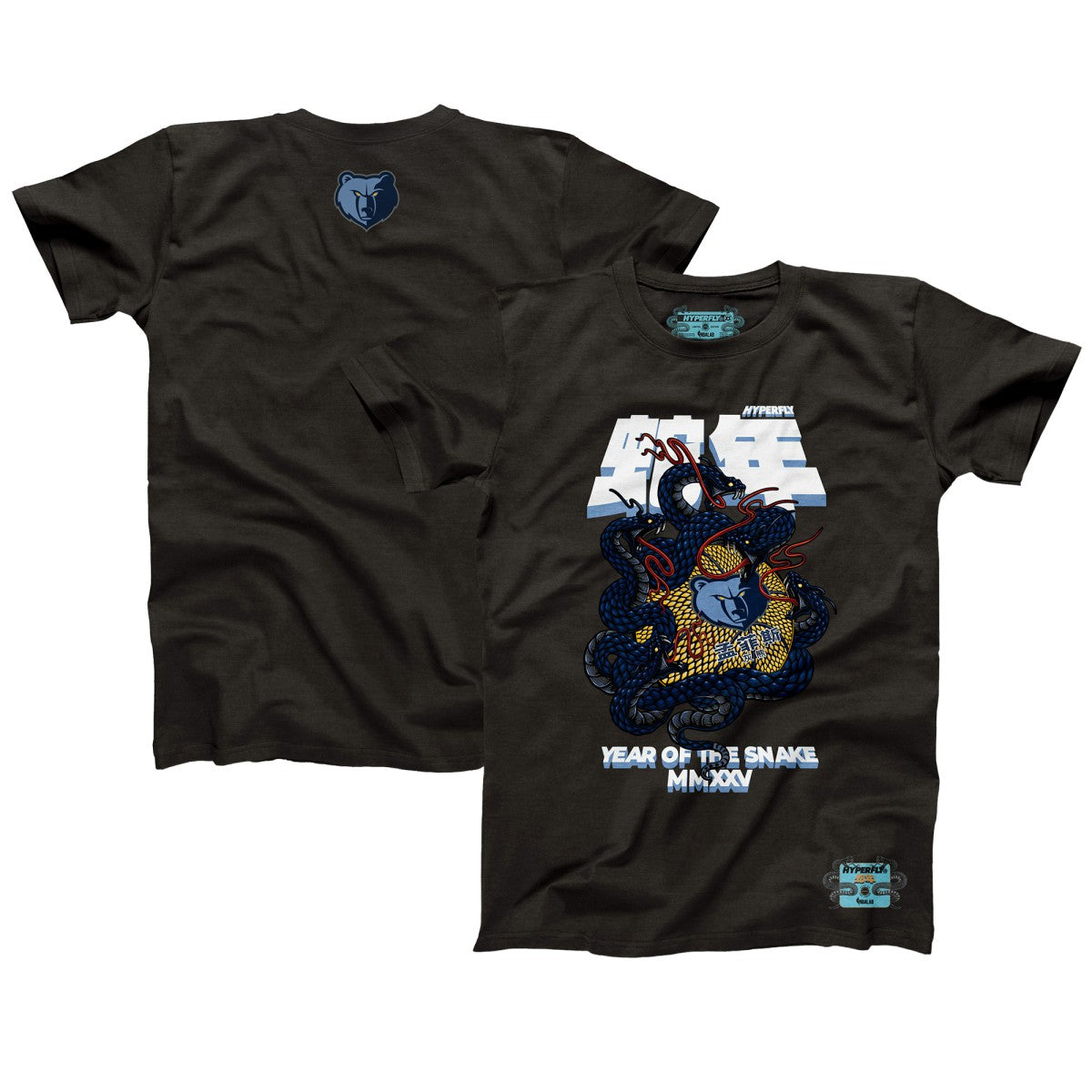 Memphis Grizzlies NBALab x Hyperfly Unisex Year of the Snake Lunar New Year Collection T-Shirt Heather Black