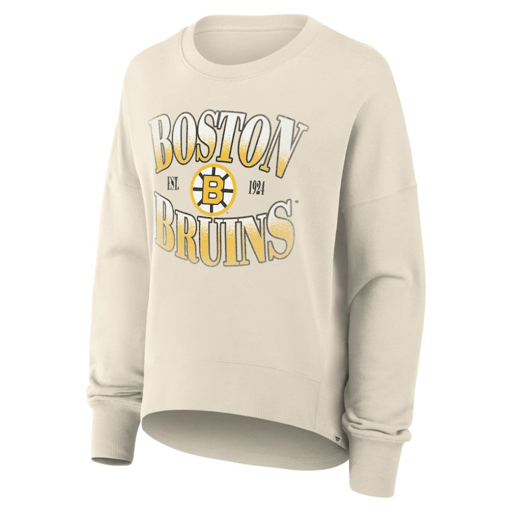 NHL Boston Bruins Fanatics Women's Oversized Vintage Slice Pullover Sweatshirt - Cream