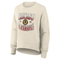 NHL Chicago Blackhawks Fanatics Women's Oversized Vintage Slice Pullover Sweatshirt - Cream