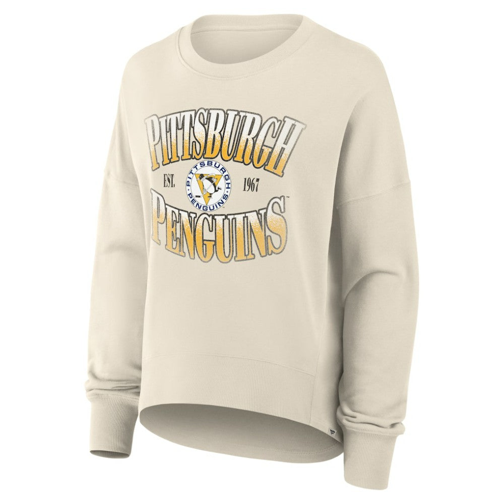 NHL Pittsburgh Penguins Fanatics Women's Oversized Vintage Slice Pullover Sweatshirt - Cream