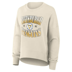 NHL Pittsburgh Penguins Fanatics Women's Oversized Vintage Slice Pullover Sweatshirt - Cream