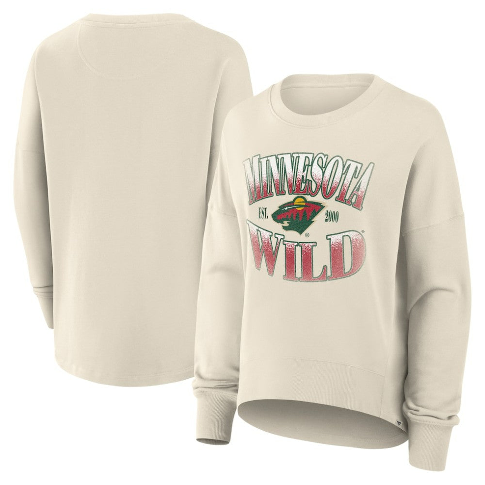 NHL Minnesota Wild Fanatics Women's Oversized Slice Pullover Sweatshirt - Cream