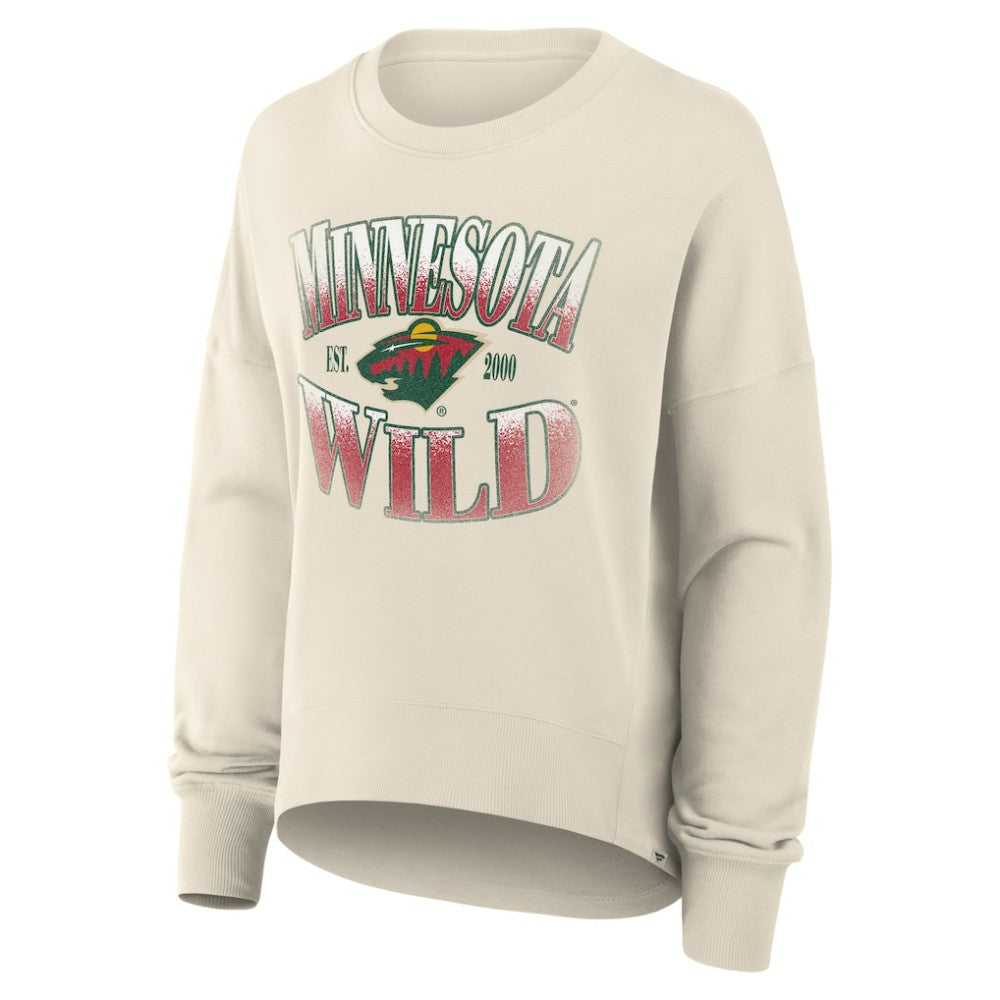 NHL Minnesota Wild Fanatics Women's Oversized Slice Pullover Sweatshirt - Cream