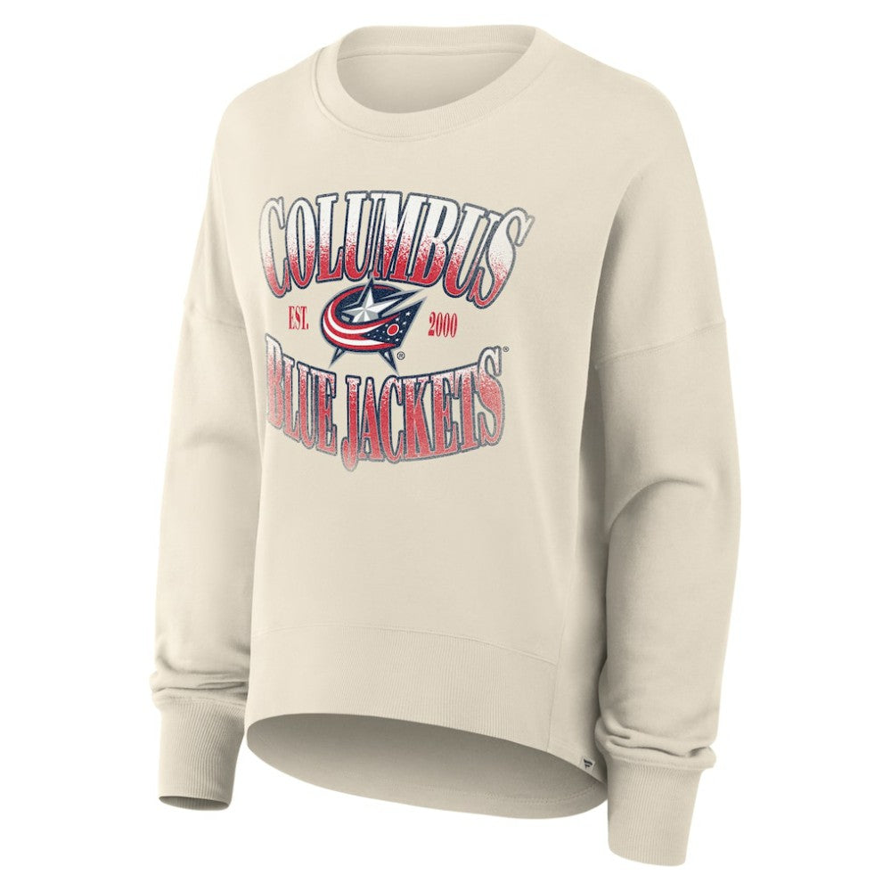 NHL Columbus Blue Jackets Fanatics Women's Oversized Slice Pullover Sweatshirt - Cream