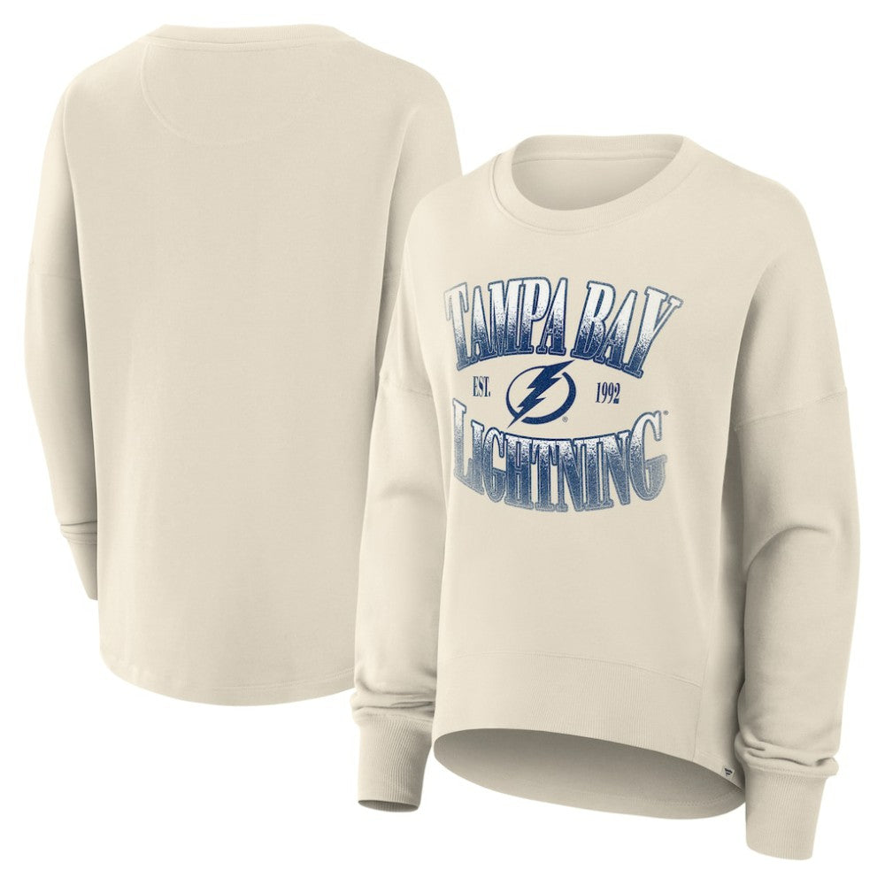 NHL Tampa Bay Lightning Fanatics Women's Oversized Slice Pullover Sweatshirt - Cream