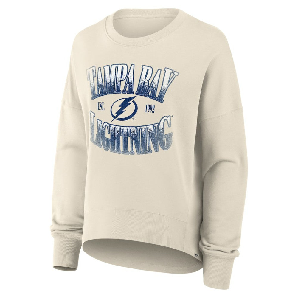NHL Tampa Bay Lightning Fanatics Women's Oversized Slice Pullover Sweatshirt - Cream