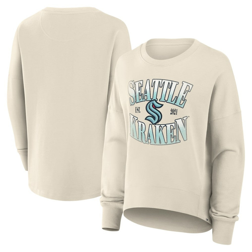 NHL Seattle Kraken Fanatics Women's Oversized Slice Pullover Sweatshirt - Cream