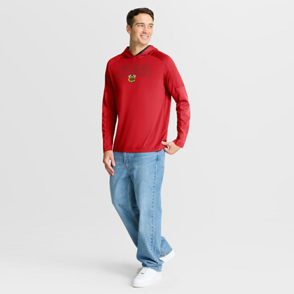 NHL Chicago Blackhawks Fanatics Penalty Shot Long Sleeve Hoodie T-Shirt - Red