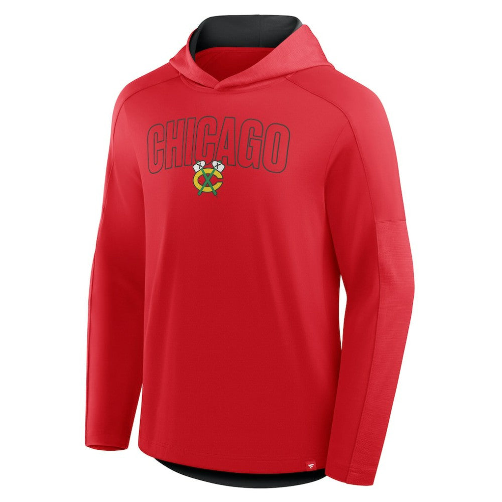 NHL Chicago Blackhawks Fanatics Penalty Shot Long Sleeve Hoodie T-Shirt - Red
