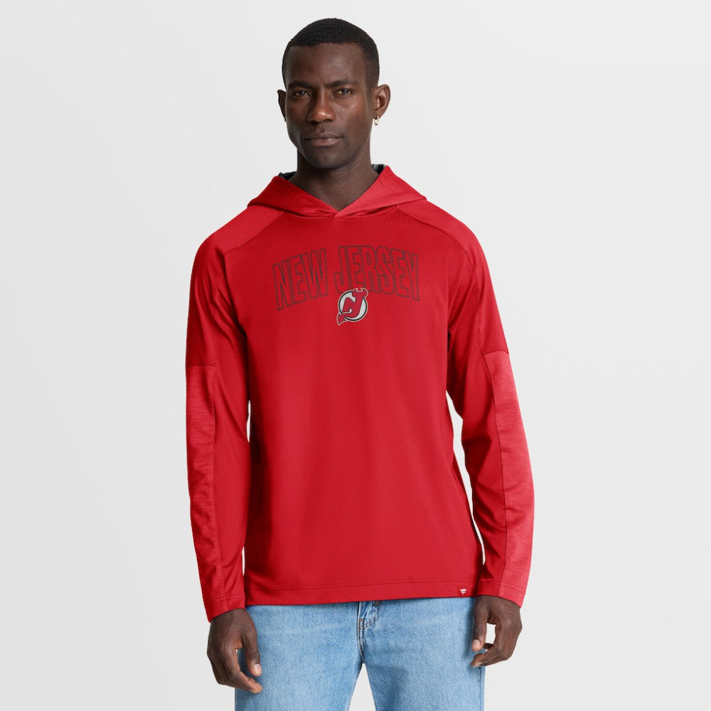 NHL New Jersey Devils Fanatics Penalty Shot Long Sleeve Hoodie T-Shirt - Red
