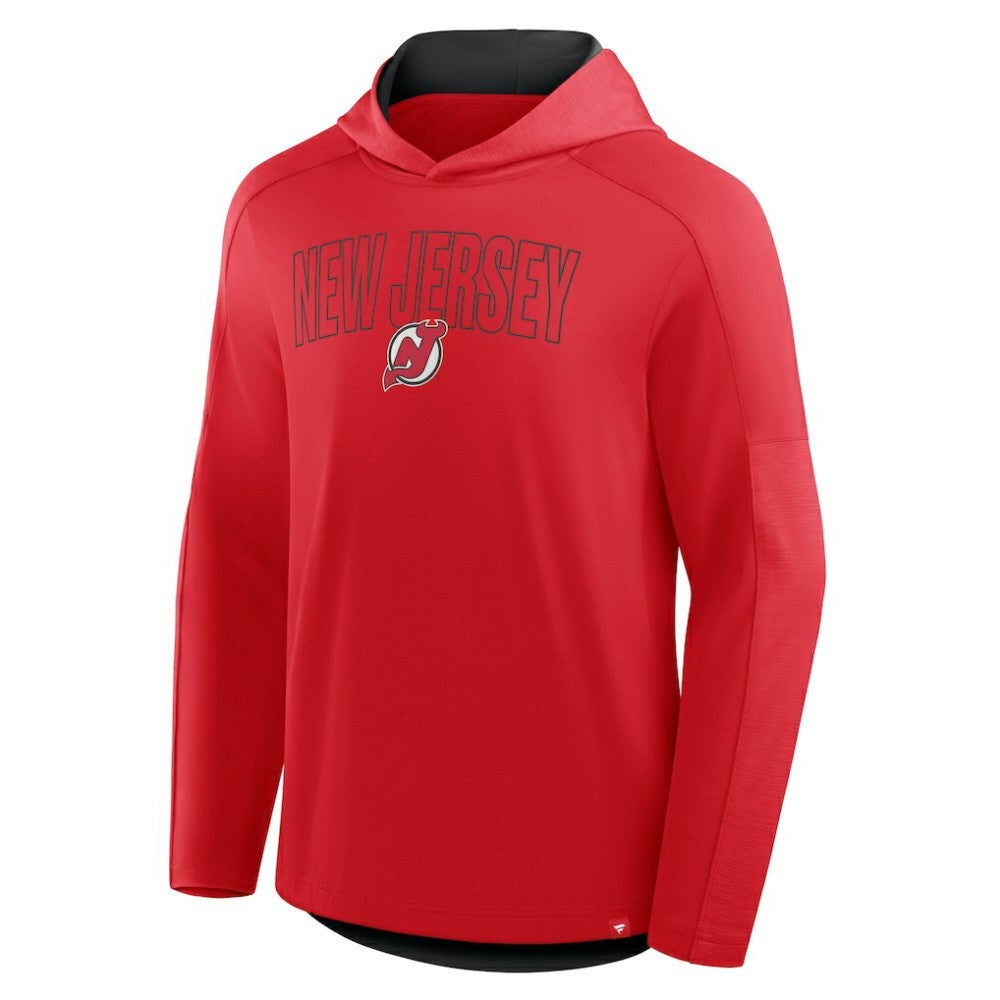 NHL New Jersey Devils Fanatics Penalty Shot Long Sleeve Hoodie T-Shirt - Red