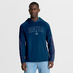 NHL Seattle Kraken Fanatics Penalty Shot Long Sleeve Hoodie T-Shirt - Deep Sea Blue