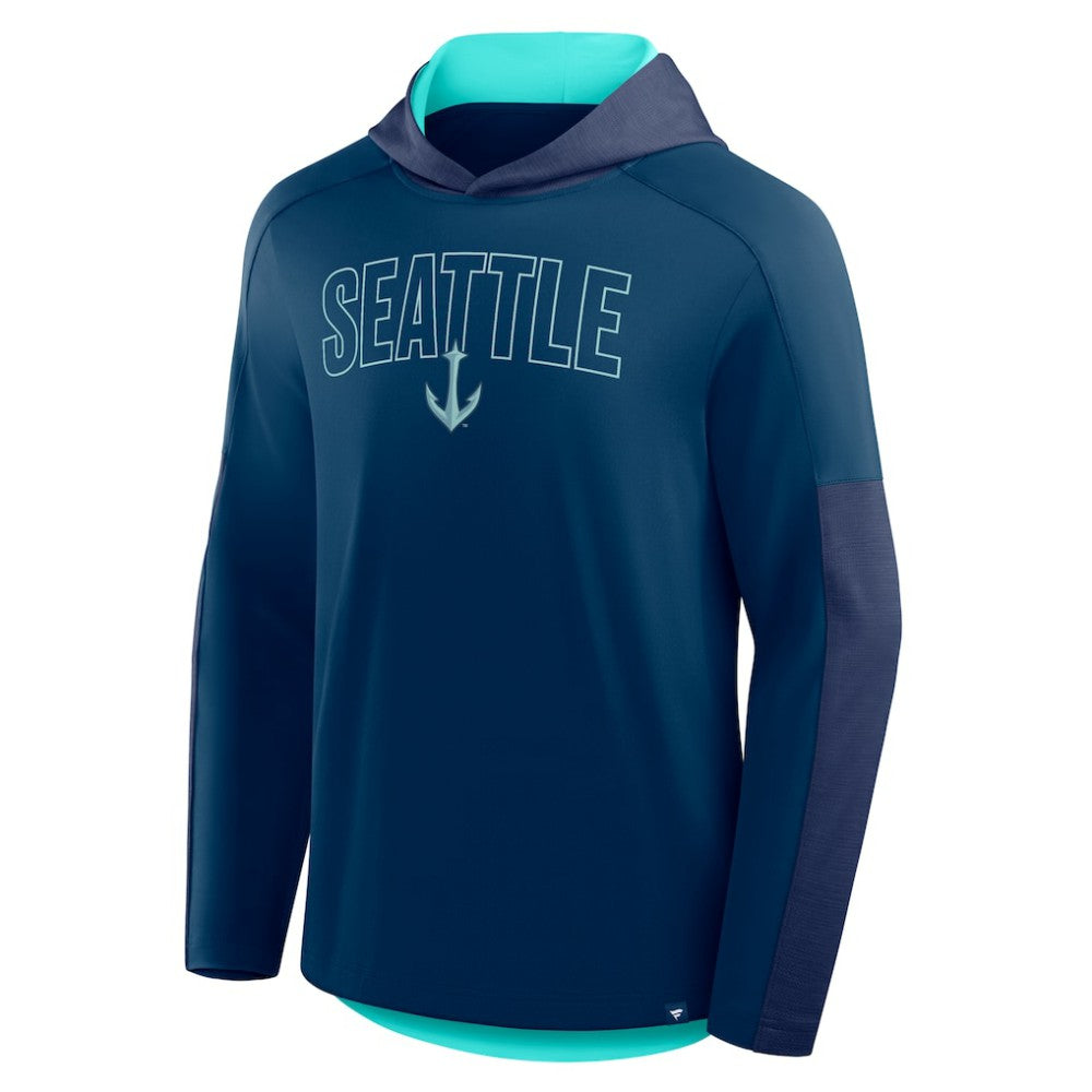 NHL Seattle Kraken Fanatics Penalty Shot Long Sleeve Hoodie T-Shirt - Deep Sea Blue