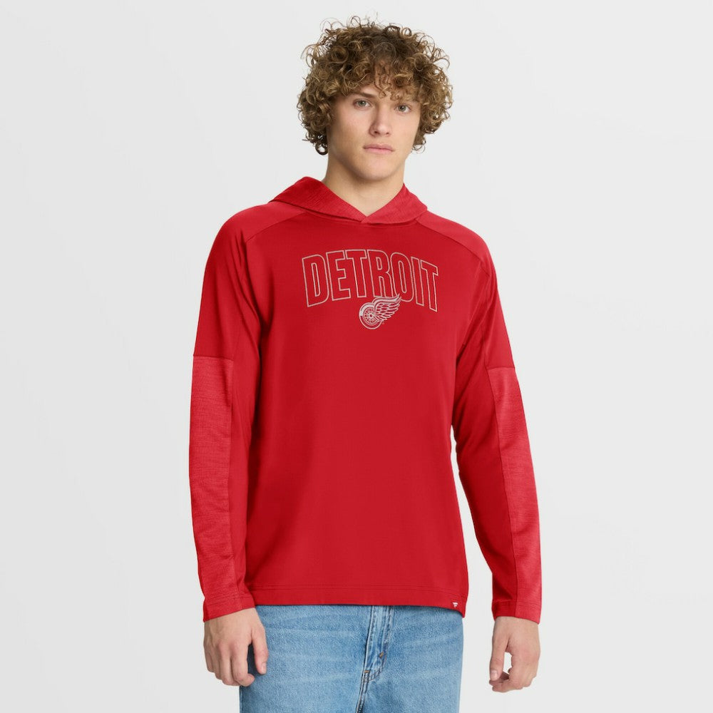 NHL Detroit Red Wings Fanatics Penalty Shot Long Sleeve Hoodie T-Shirt - Red