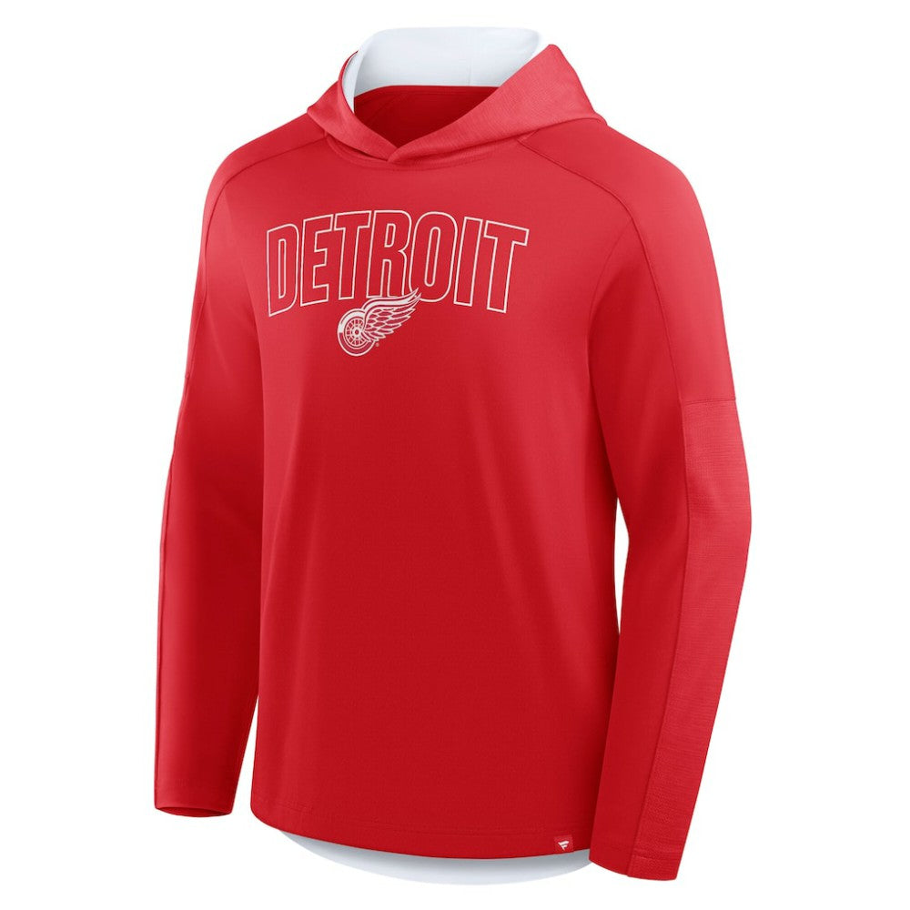 NHL Detroit Red Wings Fanatics Penalty Shot Long Sleeve Hoodie T-Shirt - Red